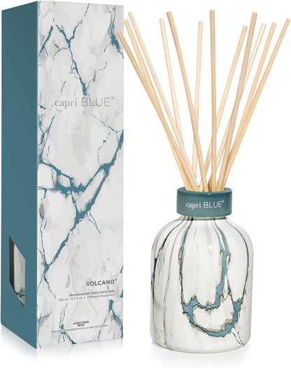 Capri Blue Modern Marble Reed Diffuser Set - Includes Reed Diffuser Sticks, Scented Oil & Glass Bottle - Luxury Scents for Bedroom Decor & Bathroom Air Freshener - Volcano (5.7 Fl Oz)