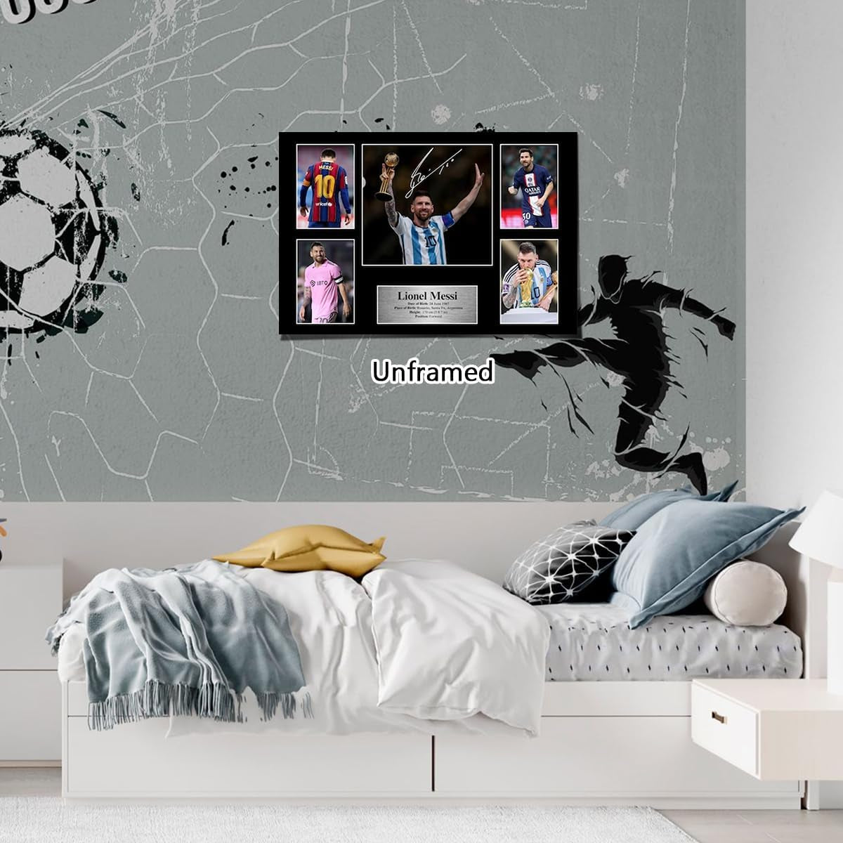 Superstar Messi Signed Poster for Kids Fans Room Bedroom Wall Decor-American Soccer Posters Canvas Art Prints Picture for Teen Boy Birthday Gifts