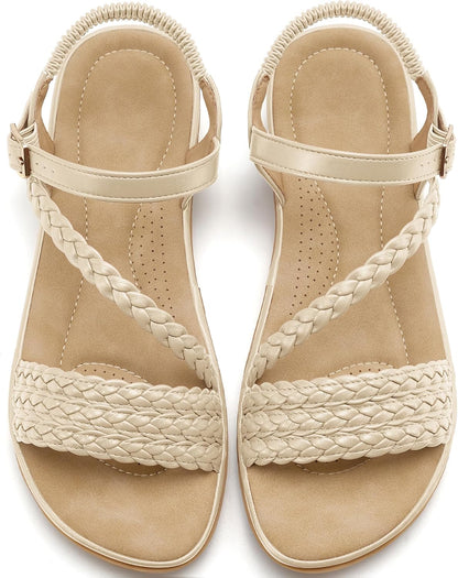 Dressy Womens Sandals Summer: Comfortable Strappy Flats Sandals Women - Casual Walking Woman Shoes