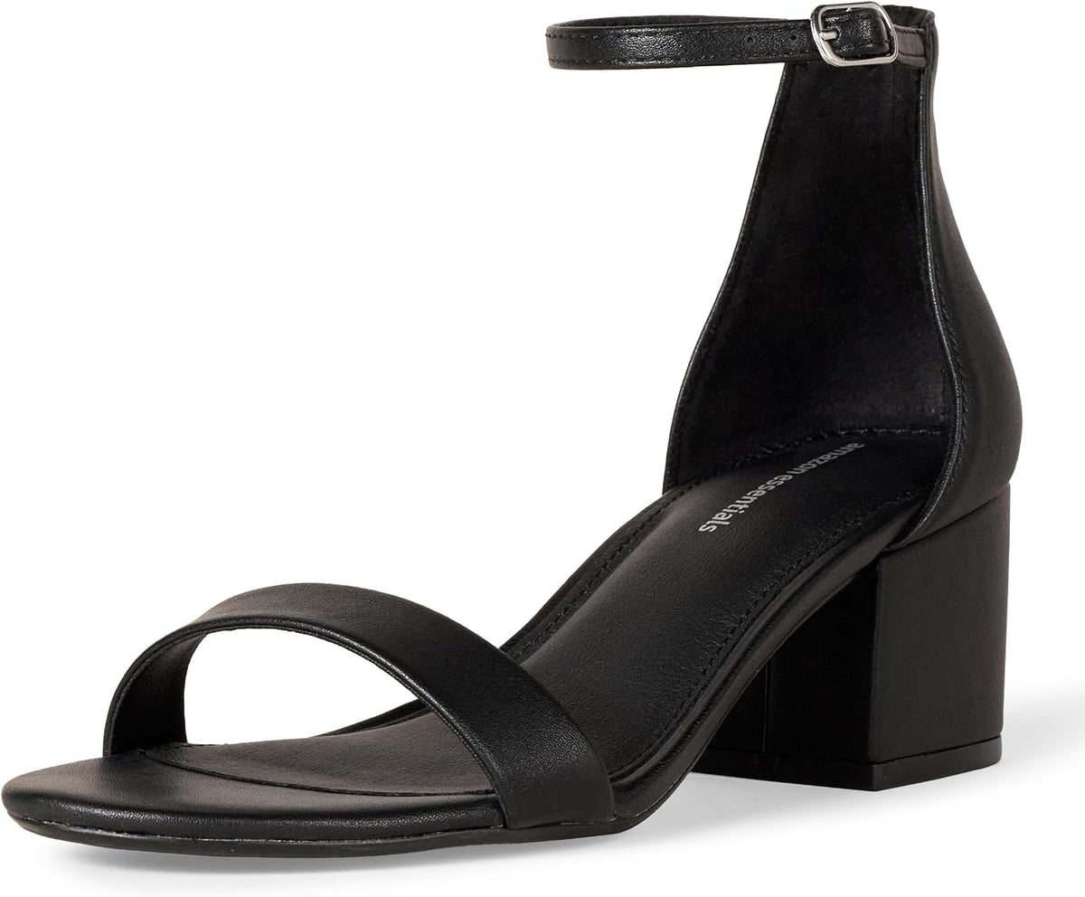 Women'S Two Strap Heeled Sandals with Adjustable Ankle Strap, Padded Memory Foam Insole