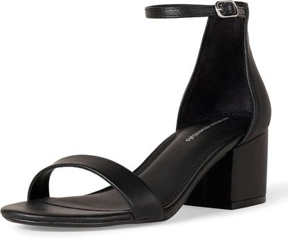 Women'S Two Strap Heeled Sandals with Adjustable Ankle Strap, Padded Memory Foam Insole