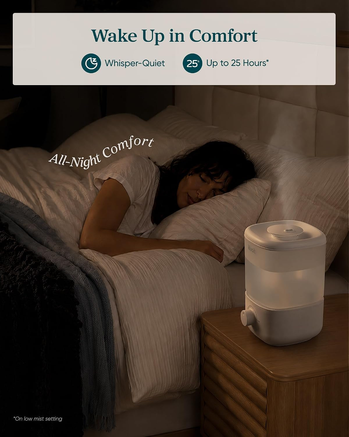 Levoit Top Fill Humidifiers for Bedroom, 2.5L Tank for Large Room, 25Db
