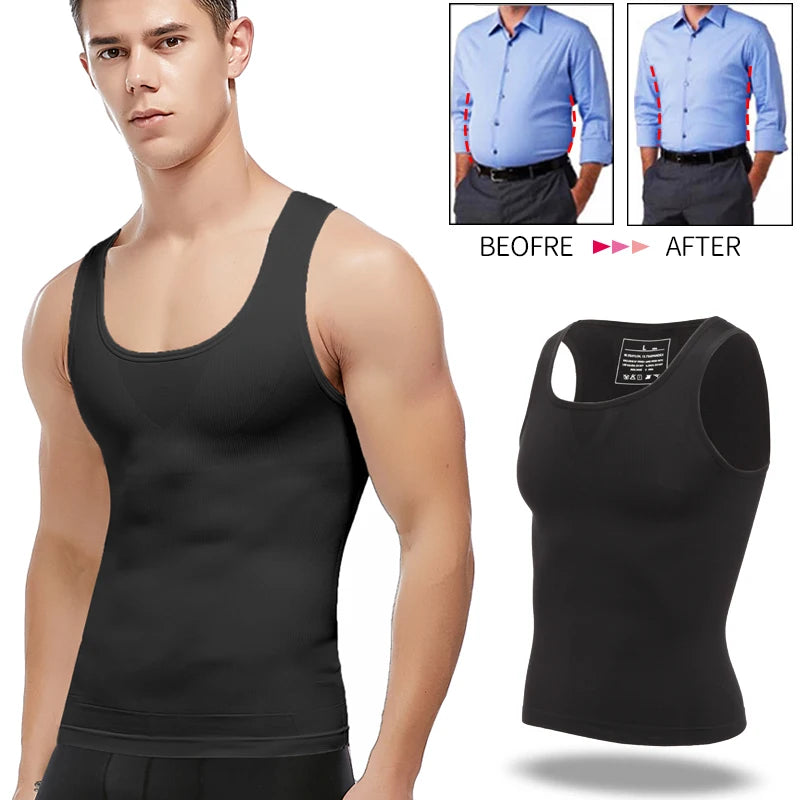 Mens Slimming Body Shaper Chest Compression Shirts Gynecomastia Abdomen Slim Vest Tummy Control Shapewear Waist Trainer Corset