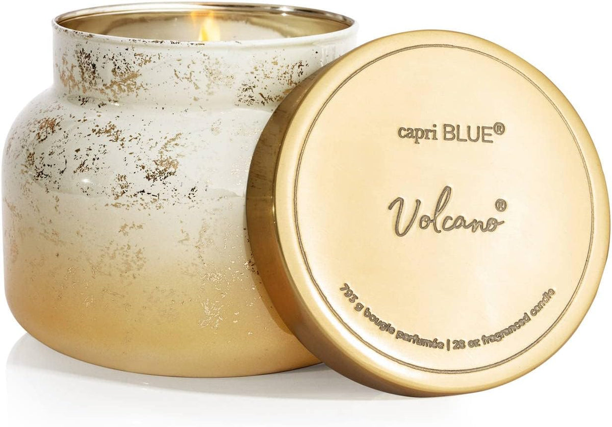 Capri Blue Glimmer Jar Candles - Luxury Holiday Scented Candles for Home - Long Lasting Soy Wax Blend - Scented Holiday & Home Decor - Volcano Oversized Signature Jar (28 Oz)