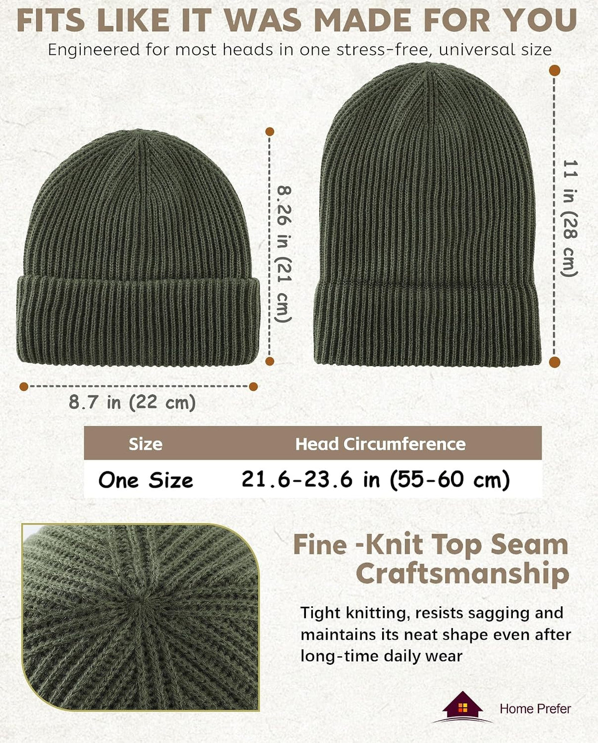 Rib Knit Beanie Hat for Men and Women Cuffed Beanie Winter Hat