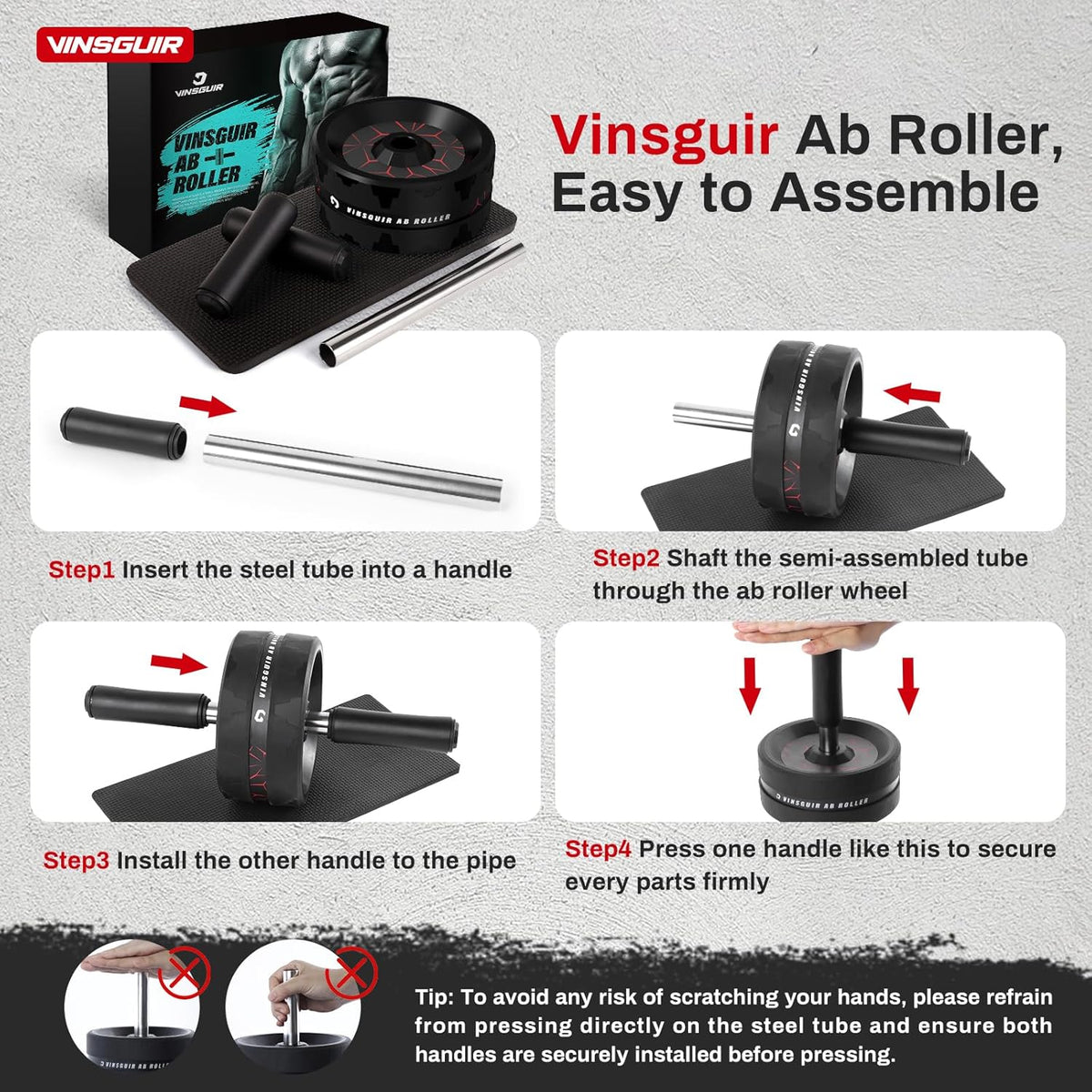 Ab Roller Wheel for Home Gym, Abs & Core Strength Workout with Knee Pad Set