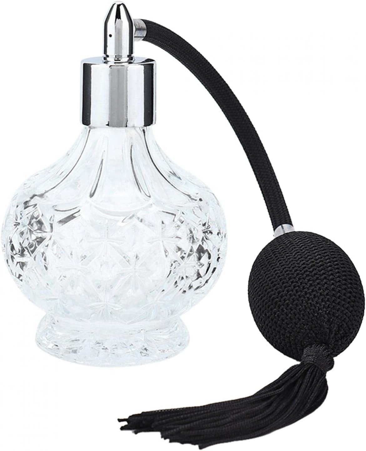 Atomizador De Perfume De Cristal Recargable, 80 Ml, Botella De Perfume De Cristal Retro Recargable Con Borla, Atomizador Vacío Para Perfumes, Aceites Esenciales