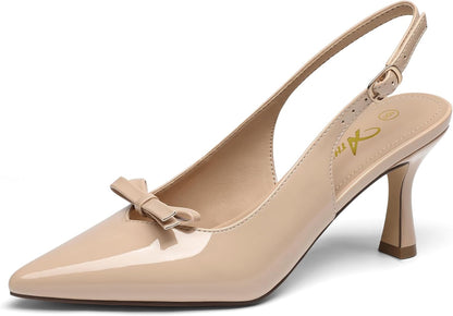 Women'S Closed Toe Heels Slingback Pumps Dress Shoes