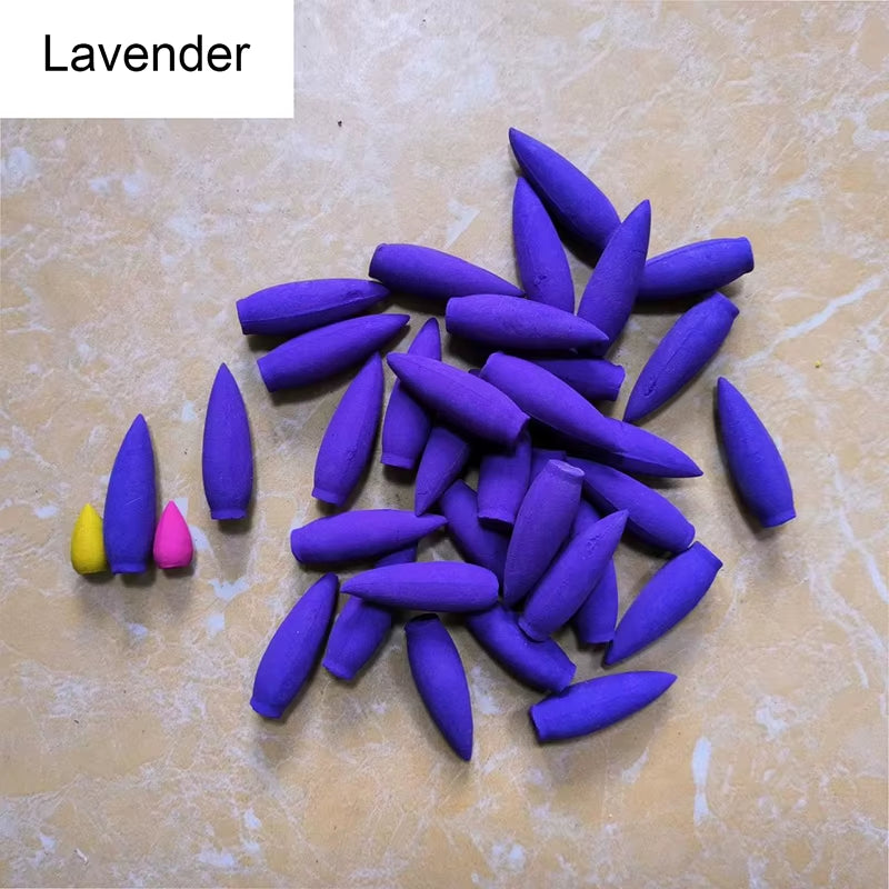 100G Natural Oversized Backflow Incense Cones 30 Minutes Sandalwood Lavender Scents for Home Jasmine Big Cone Incense