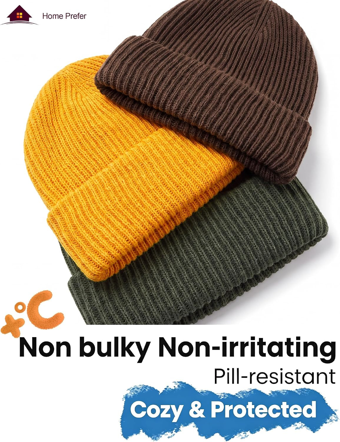 Rib Knit Beanie Hat for Men and Women Cuffed Beanie Winter Hat