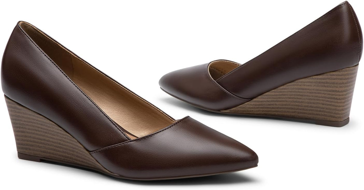 Women'S Low Wedge Heels Closed Toe Pumps Shoes