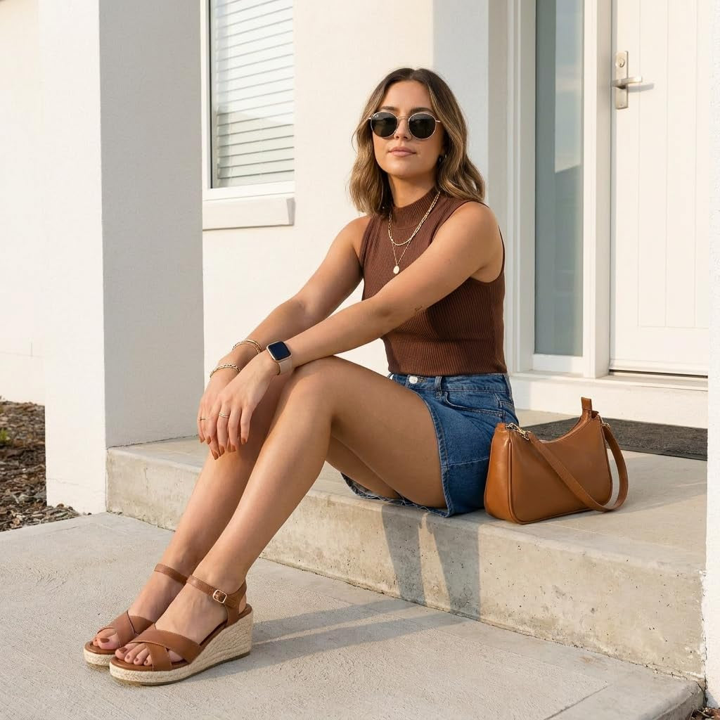 Prego Espadrille Wedge Sandals for Women, Crisscross Open Toe Wedge Heels with Adjustable Ankle Strap