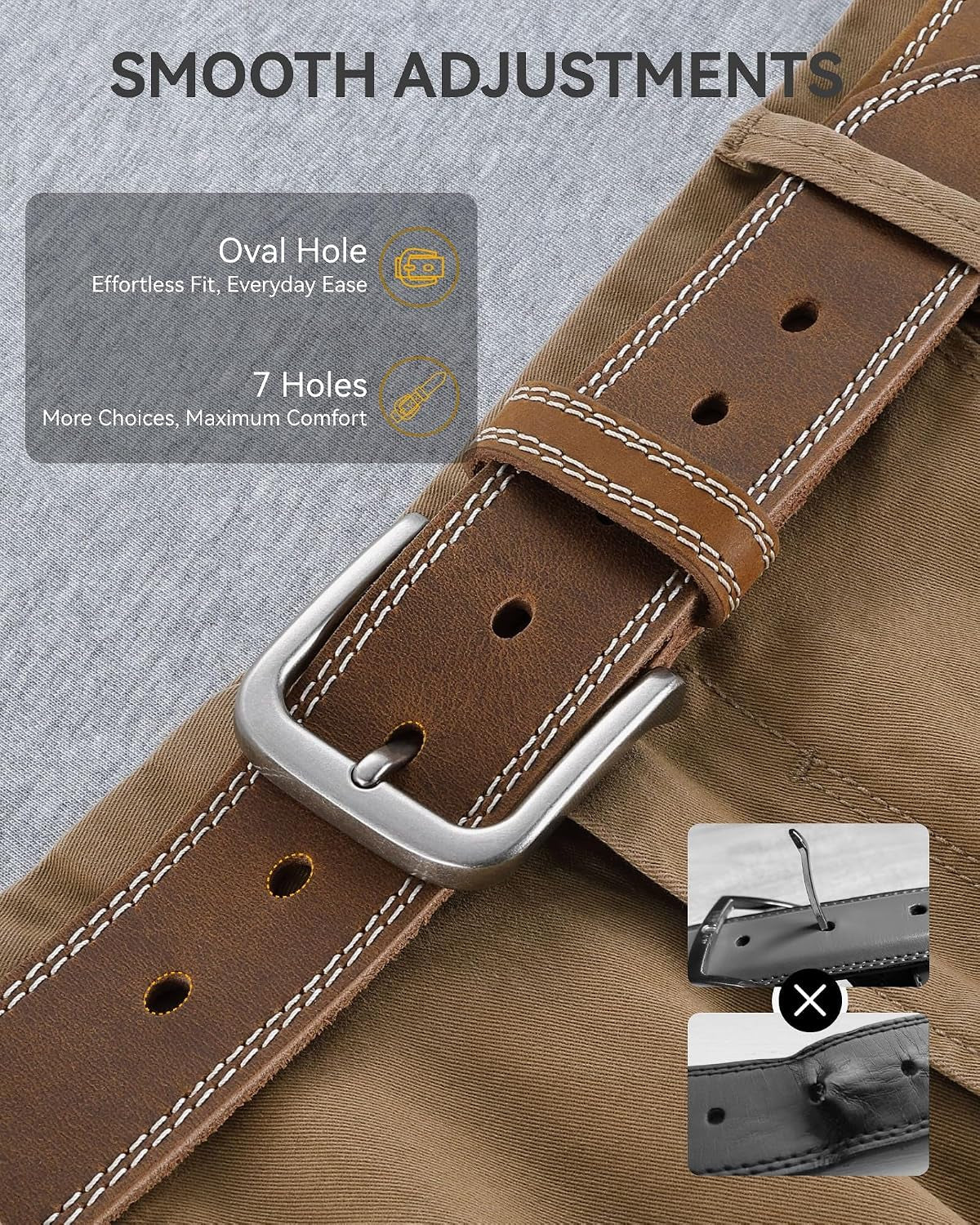 Mens Belts Leather 35Mm for Jeans - Tough at Work, Sharp Daily