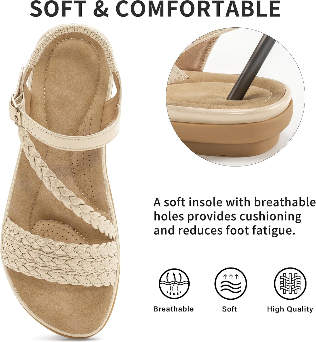 Dressy Womens Sandals Summer: Comfortable Strappy Flats Sandals Women - Casual Walking Woman Shoes