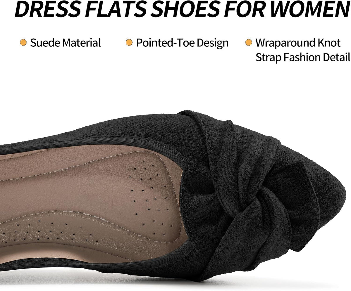Comfortable Dressy Flats for Women: Cushioned Insole & Lightweight for All-Day Office Comfort - Slip on & Foldable for Working Professional with Bow