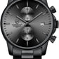 Fashion Business Mens Watches with Stainless Steel Waterproof Chronograph Quartz Watch for Men, Auto Date