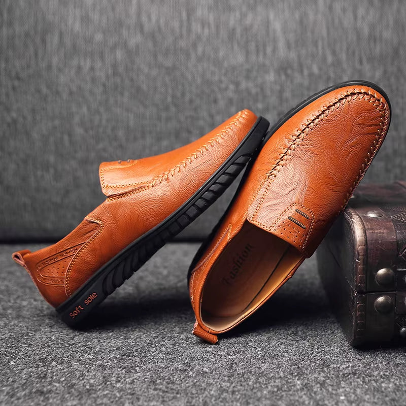 Genuine Leather Men Shoes Luxury Brand 2022 Casual Slip on Formal Loafers Men Moccasins Italian Black Male Driving Shoes