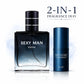 Men’s Perfume Set 2-in-1 Spray & Solid Cologne Long Lasting Fresh Woody Scent Portable Travel Date Fragrance Gift for Men