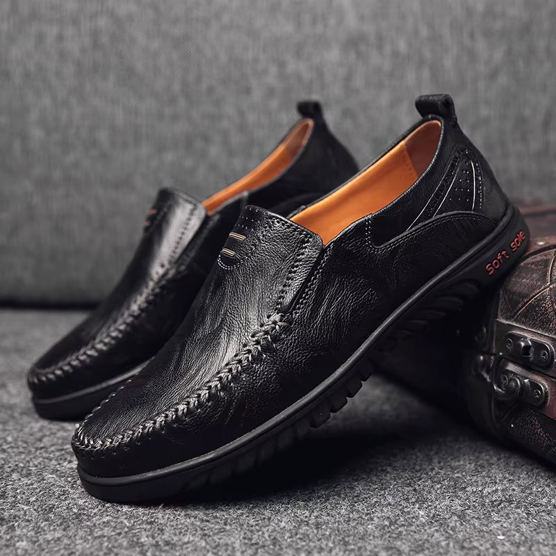 Genuine Leather Men Shoes Luxury Brand 2022 Casual Slip on Formal Loafers Men Moccasins Italian Black Male Driving Shoes