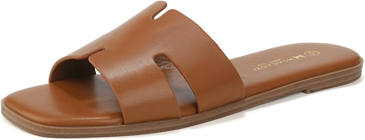 Women'S Dressy Flat Sandals, Slip on Slide with Comfortable Memory Foam Support, Summer Beach Slide