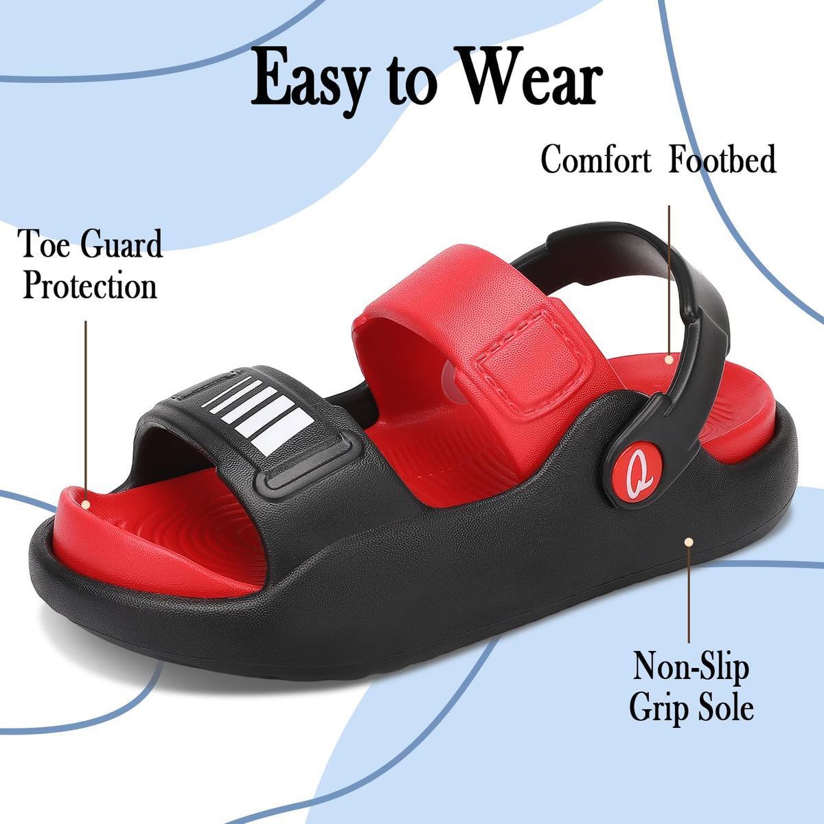 Kids Sandals Lightweight Comfortable Open Toe Slides for Boys Girls