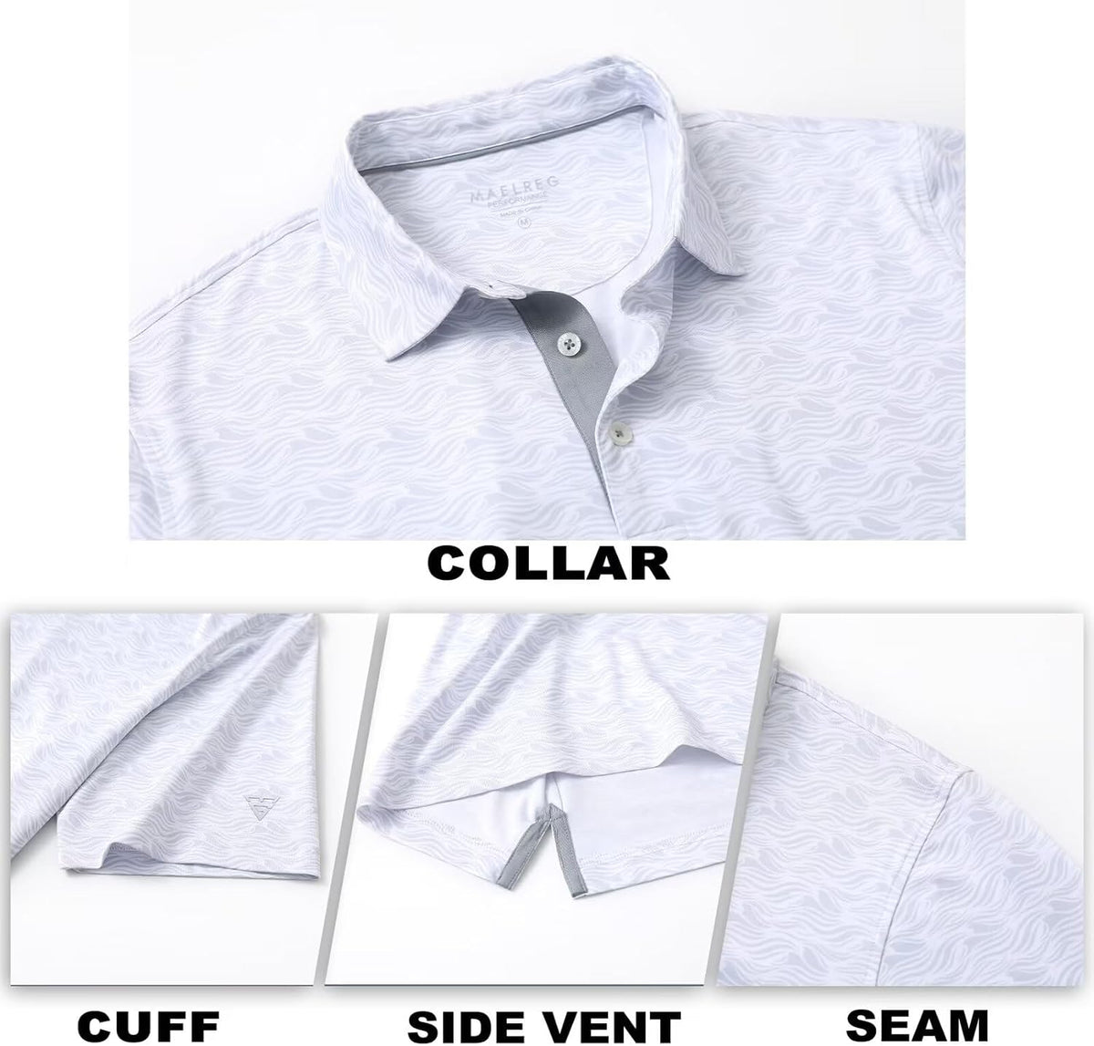 Mens Golf Shirt Short Sleeve Dry Fit Print Moisture Wicking Performance Patterns Collared Polo Shirt