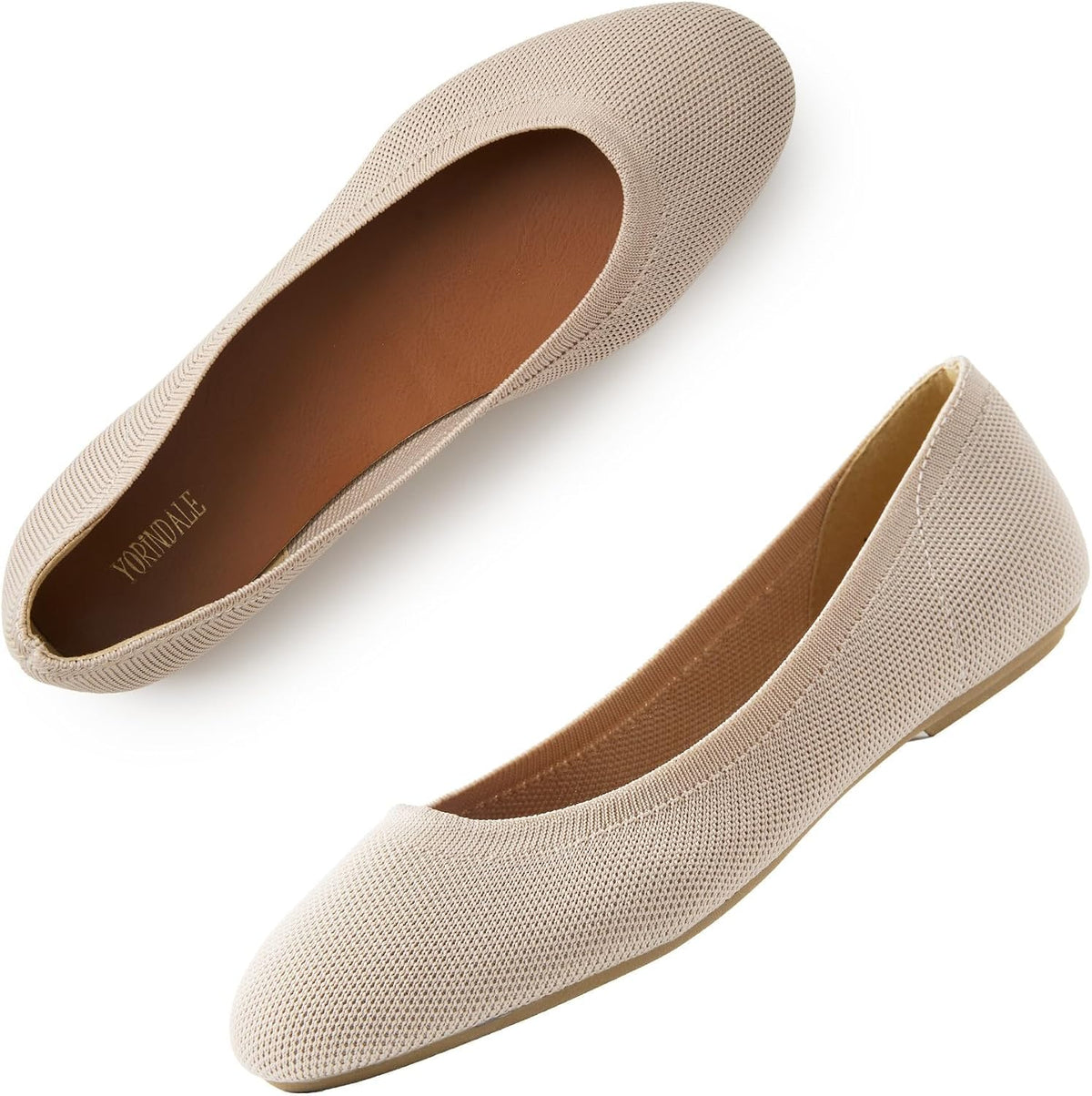 Women'S Ballet Flats round Toe Soft Knit Ballerina Flats Slip on Dress Shoes for Women Walking Dressy Casual Work Wedding