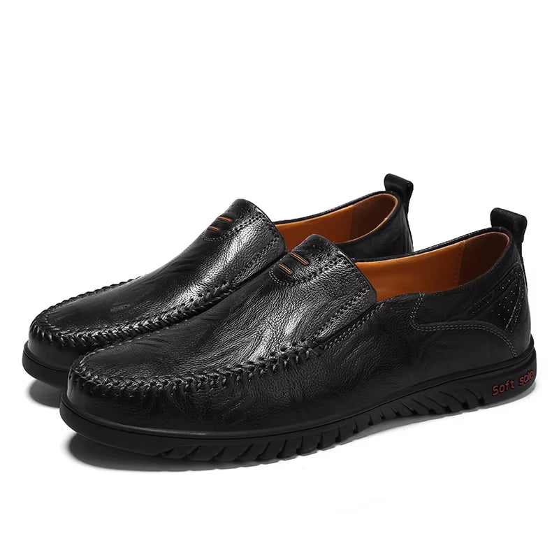 Genuine Leather Men Shoes Luxury Brand 2022 Casual Slip on Formal Loafers Men Moccasins Italian Black Male Driving Shoes