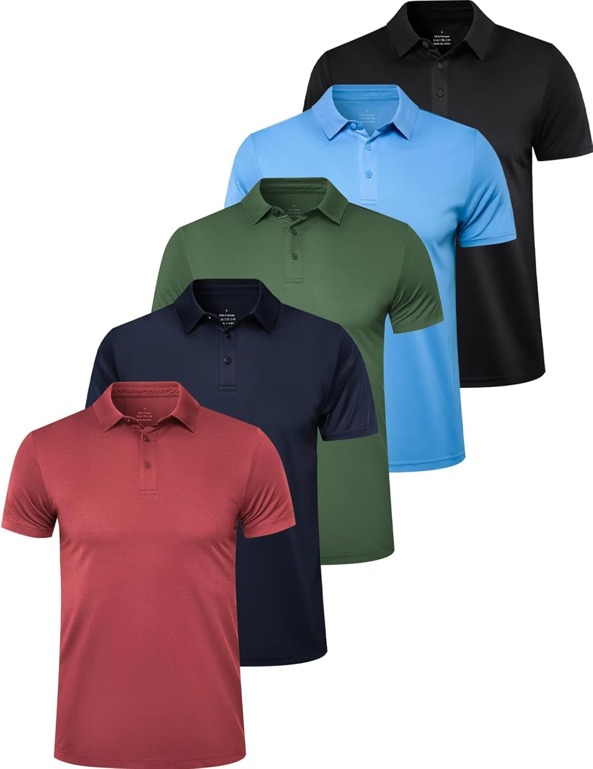 5 Pack Polo Shirts for Men Short Sleeve Collared Golf Polos