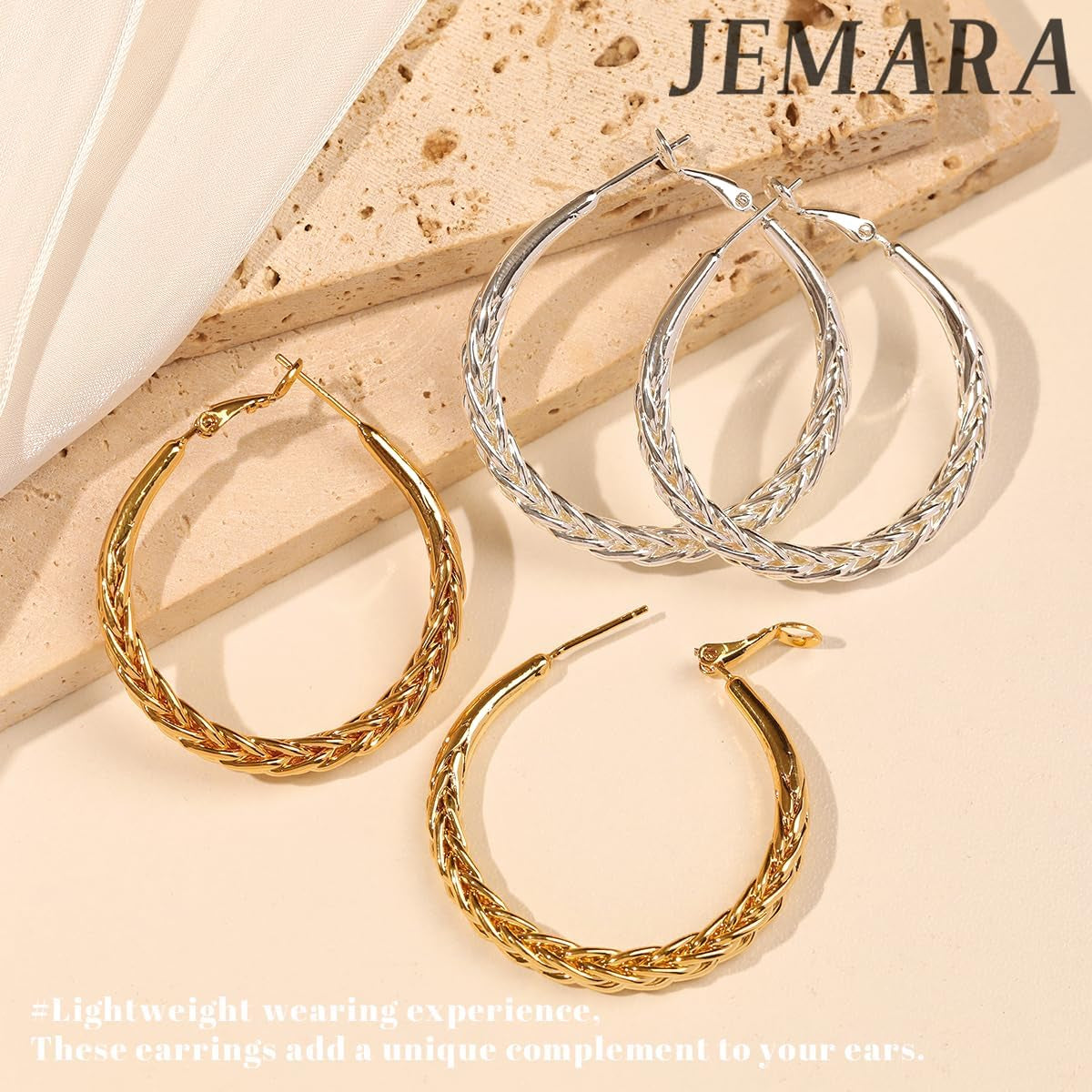 Sterling Silver Hoop Earrings Hypoallergenic Thick Silver Earrings