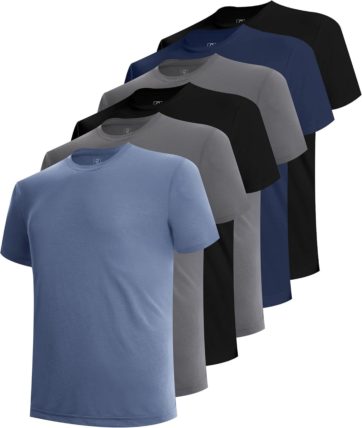 Men'S Undershirts Moisture Wicking Crewneck T Shirts 6 Pack