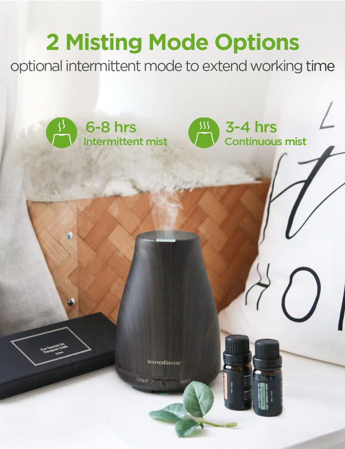 100Ml Essential Oil Diffuser for Home with 6 Oils Gift Set, Brown
