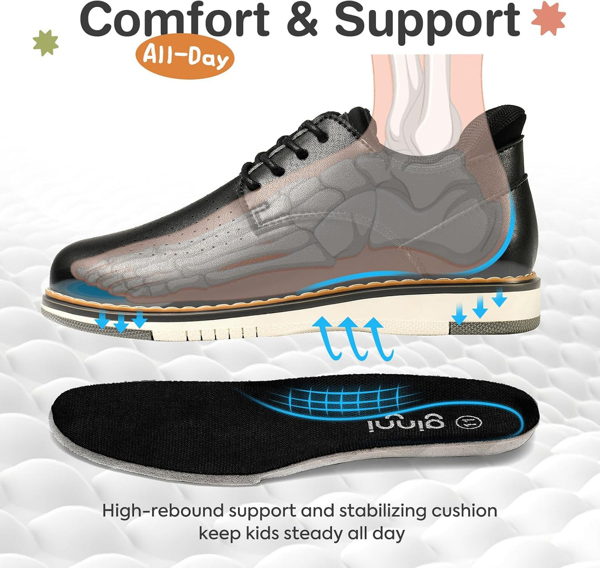 Boys Slip-On Dress Shoes, Kids Breathable Casual Oxford Sneakers