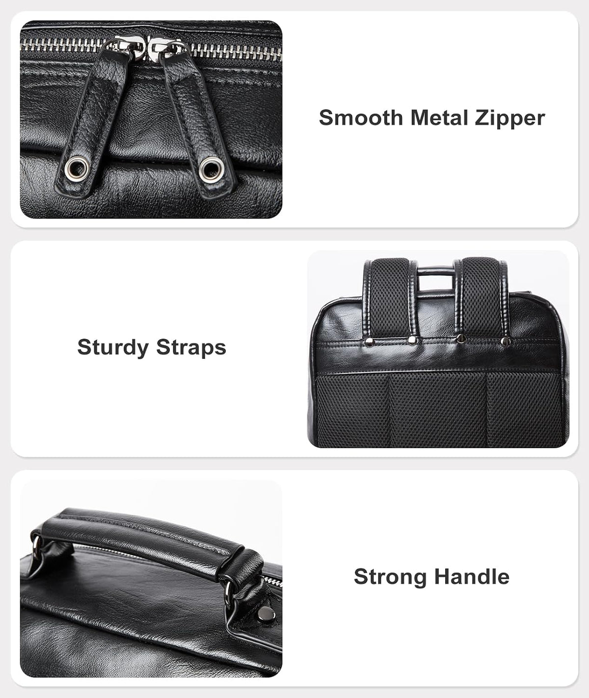 Leather Backpack Fits 15.6 Inch Laptop Vintage Backpack Waterproof Flap Bookbag for Men Leather Travel Backpack for Men Casual Knapsack Black