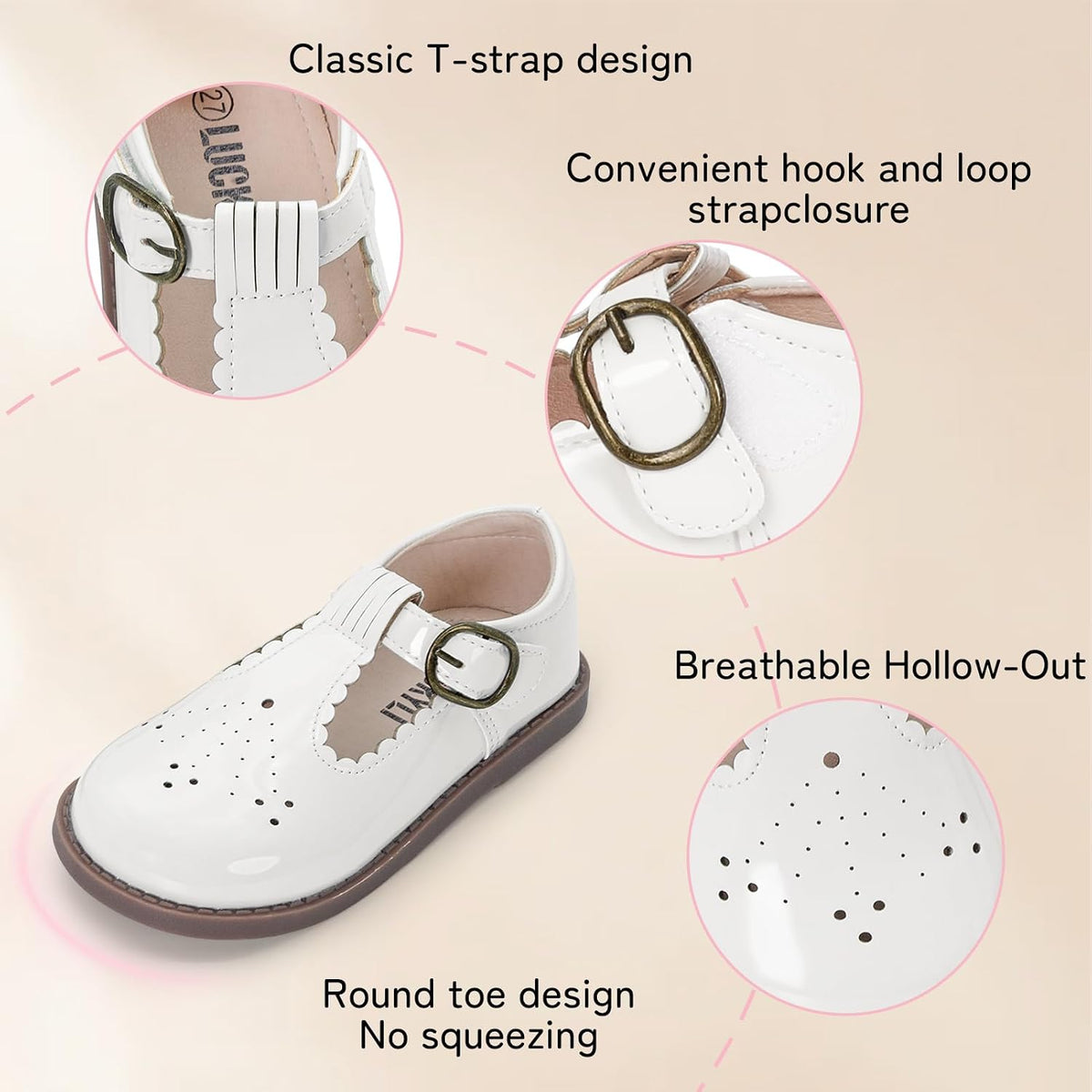 Wide Toe Box Toddler Mary Jane Dress Shoes Girl Ballet Flats