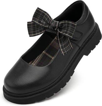 Girls School Shoes Mary Jane Bow Flats