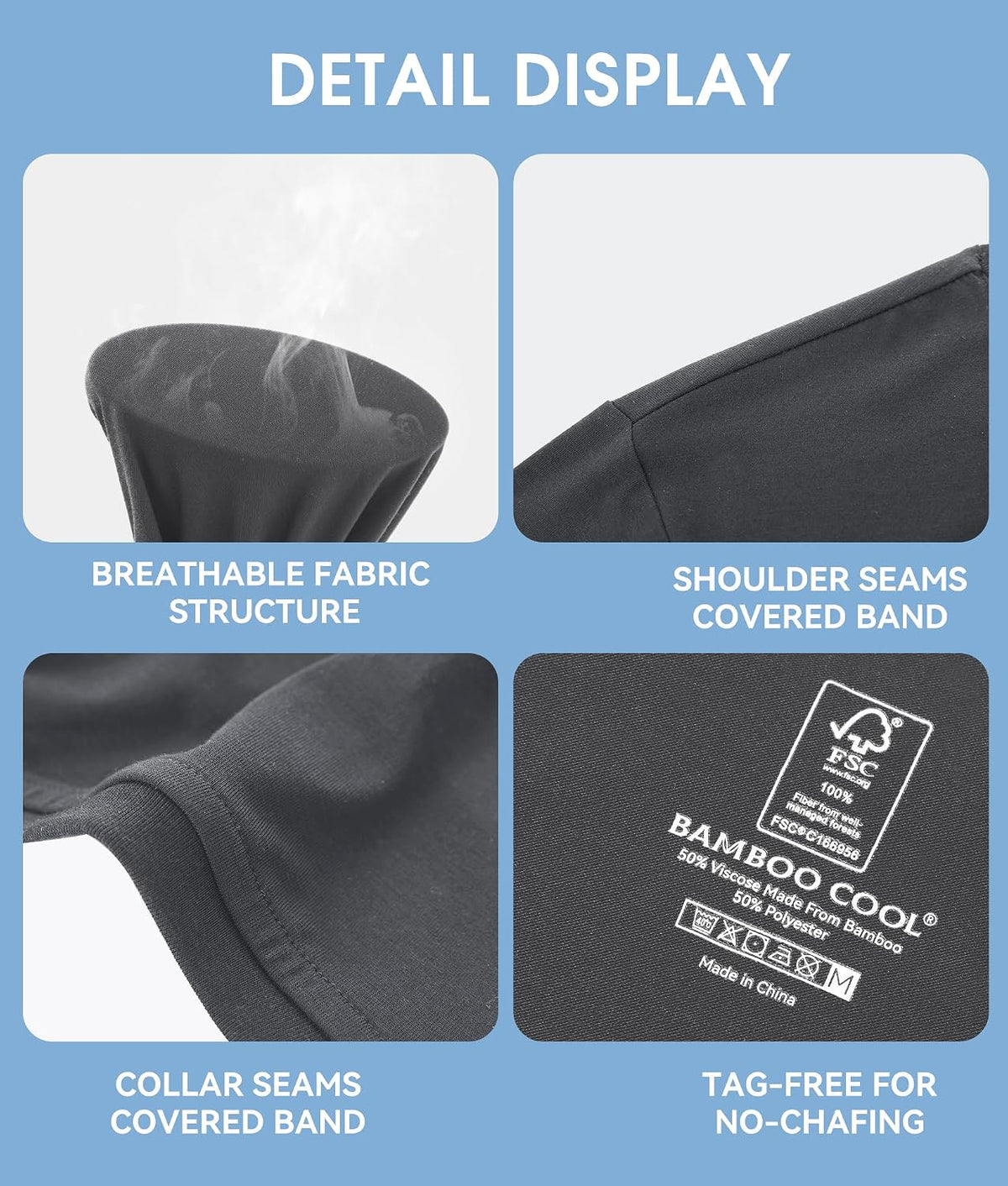 Men'S Undershirts Moisture Wicking Crewneck T Shirts 6 Pack
