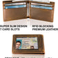Minimalist Wallet for Men RFID Leather Bifold Slim Billfold with ID and Card Slots
