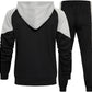 Men'S Hooded Athletic Tracksuit Sweatsuit Long Sleeve Full-Zip Jogging Sweatpants 2 Piece Patchwork Sportsuits