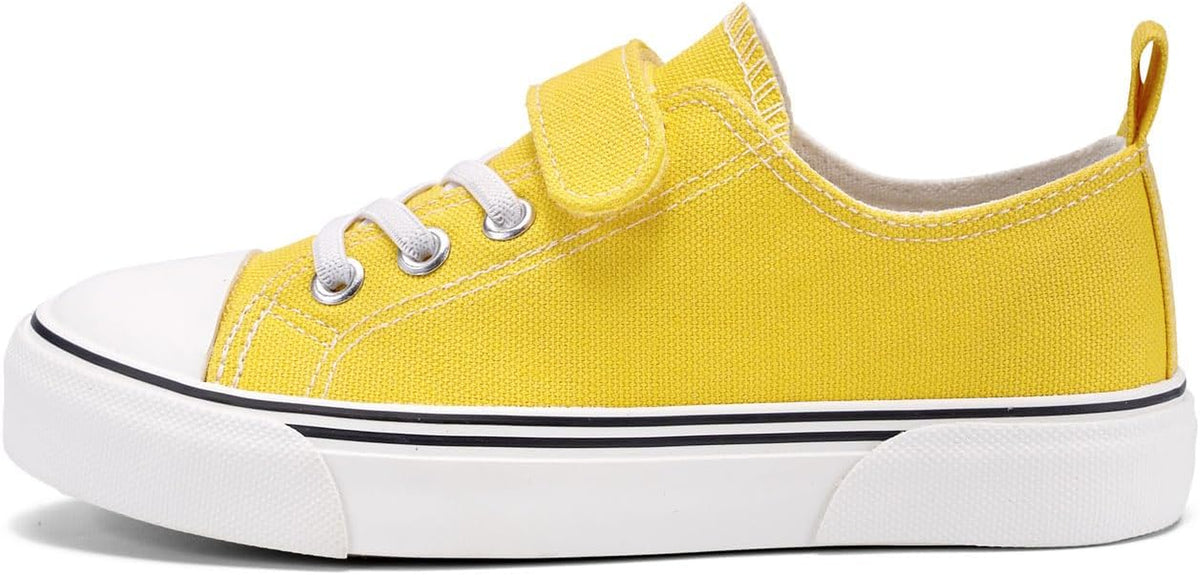 Toddler Boys and Girls Sneakers Low Top Adjustable Strap Canvas Shoes for Kids