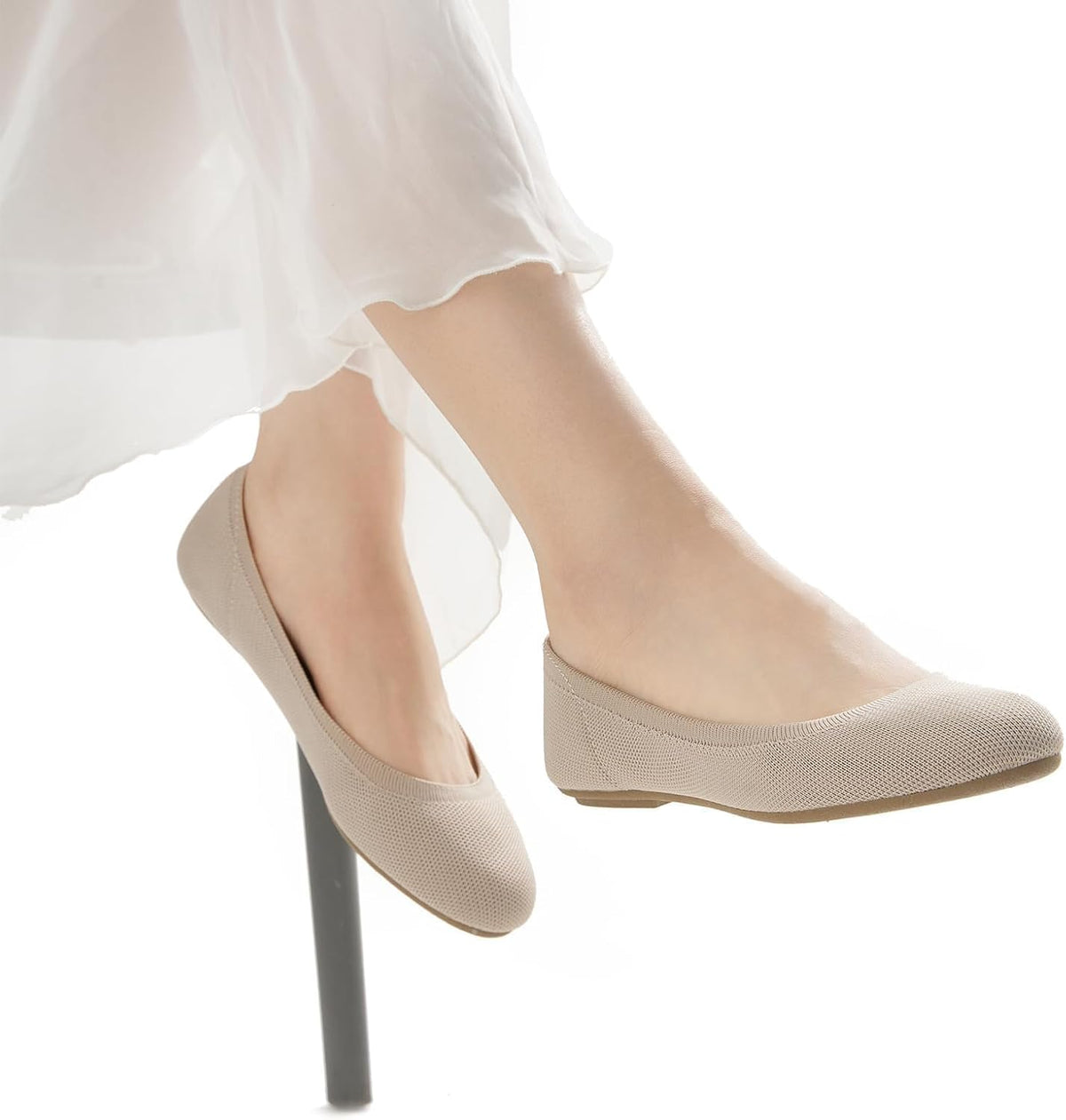 Women'S Ballet Flats round Toe Soft Knit Ballerina Flats Slip on Dress Shoes for Women Walking Dressy Casual Work Wedding