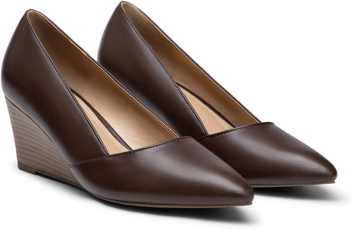 Women'S Low Wedge Heels Closed Toe Pumps Shoes