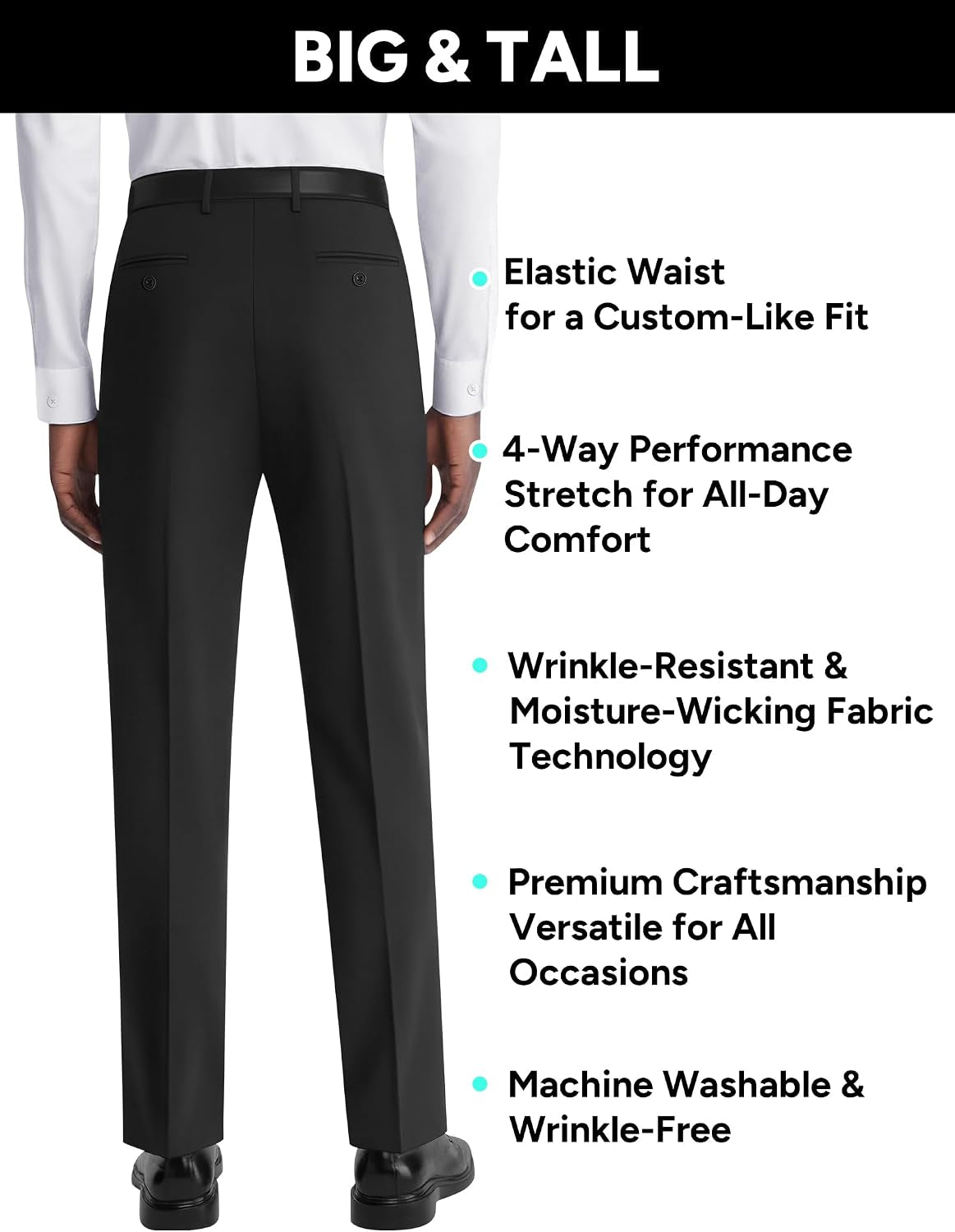 4 Way Stretch Men’S Dress Pants Wrinkle Resistant Non Iron