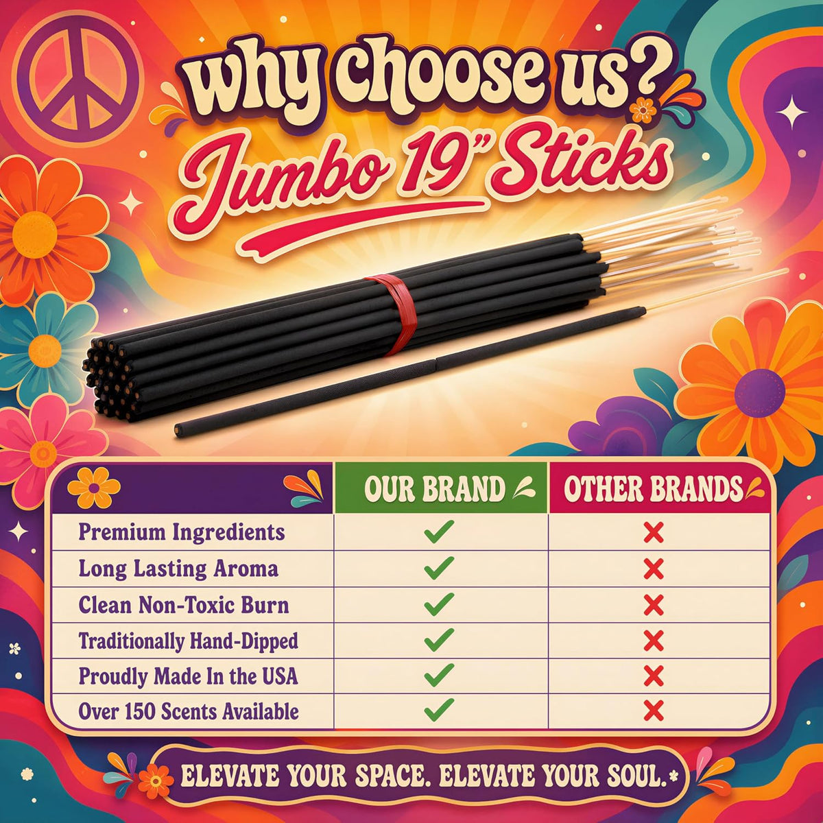Pine Exotic Incense Sticks Jumbo 19 Inch Long - Bulk 1 Bundle 27 to 30 Sticks - Natural 19" Extra Large with a Smooth Aroma That Burns for 3 to 4 Hours Each.