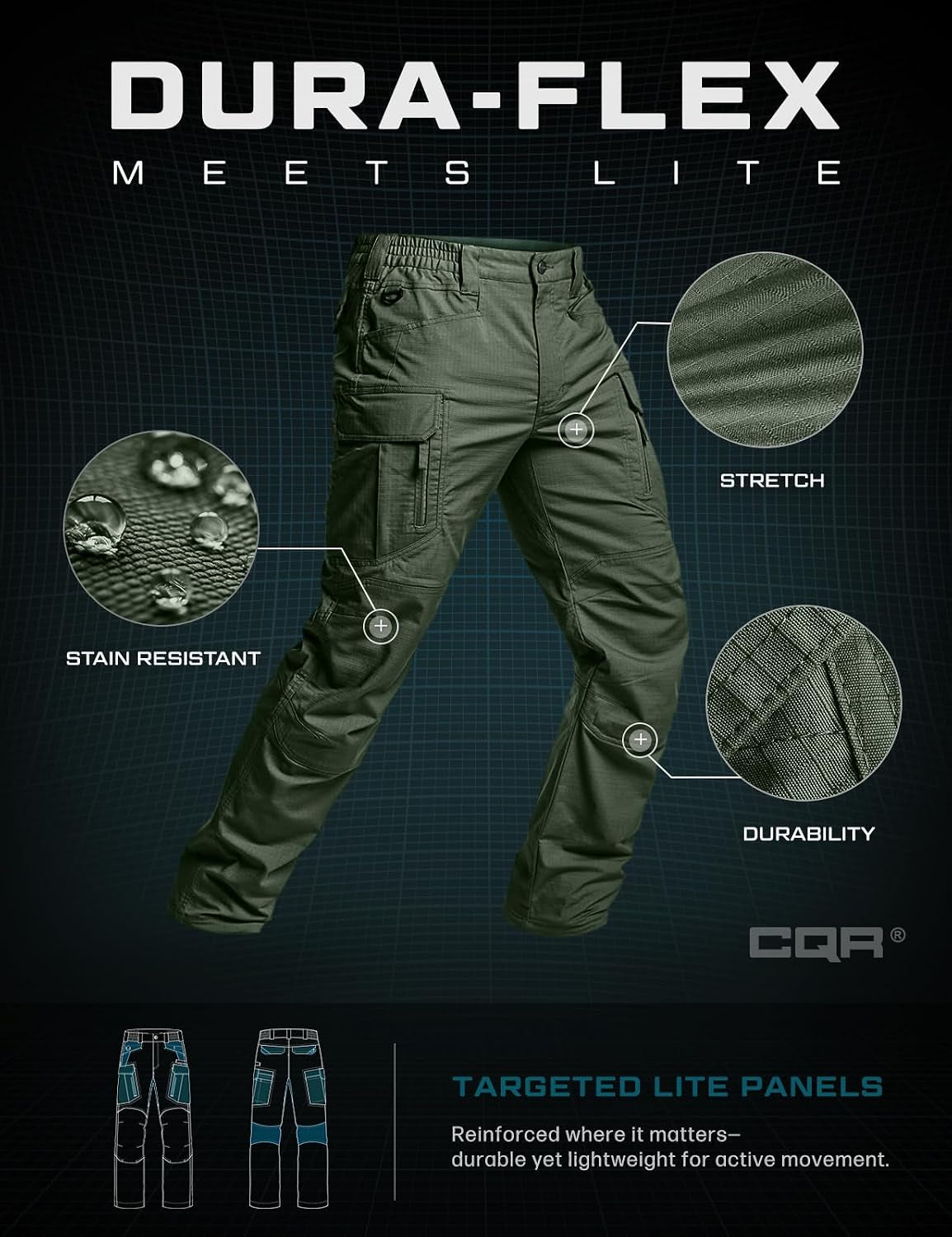 Men'S Flex Stretch Tactical Pants, Water Resistant Ripstop Cargo Pants, Lightweight EDC Outdoor Work Hiking Pants
