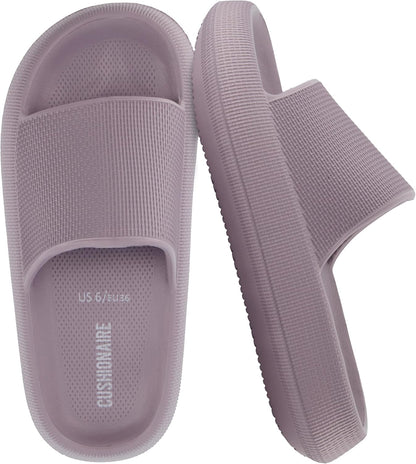 Feather EVA Slides for Women – Comfortable Slip on Womens Slippers, Indoor Outdoor Shower Shoes, Beach Essential Cloud Slides
