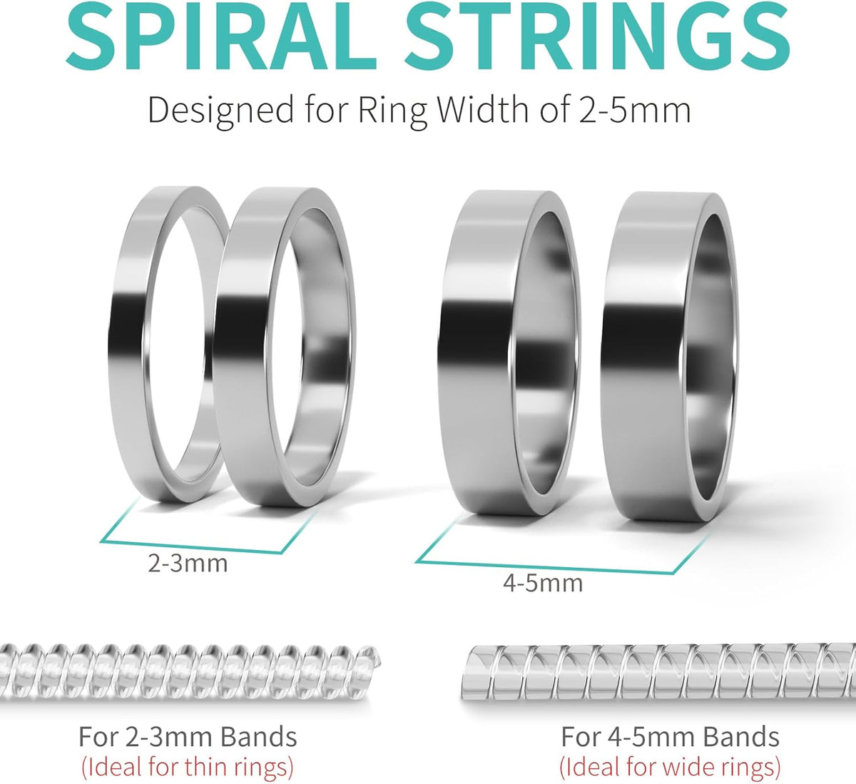 Ring Sizers for Loose Rings - 12Pack, 12 Sizes, Ring Guards for Women& Men Loose Rings, Invisible Resizer Design for Spacers & Tighteners, Fits Bands Width to 1Mm-8Mm
