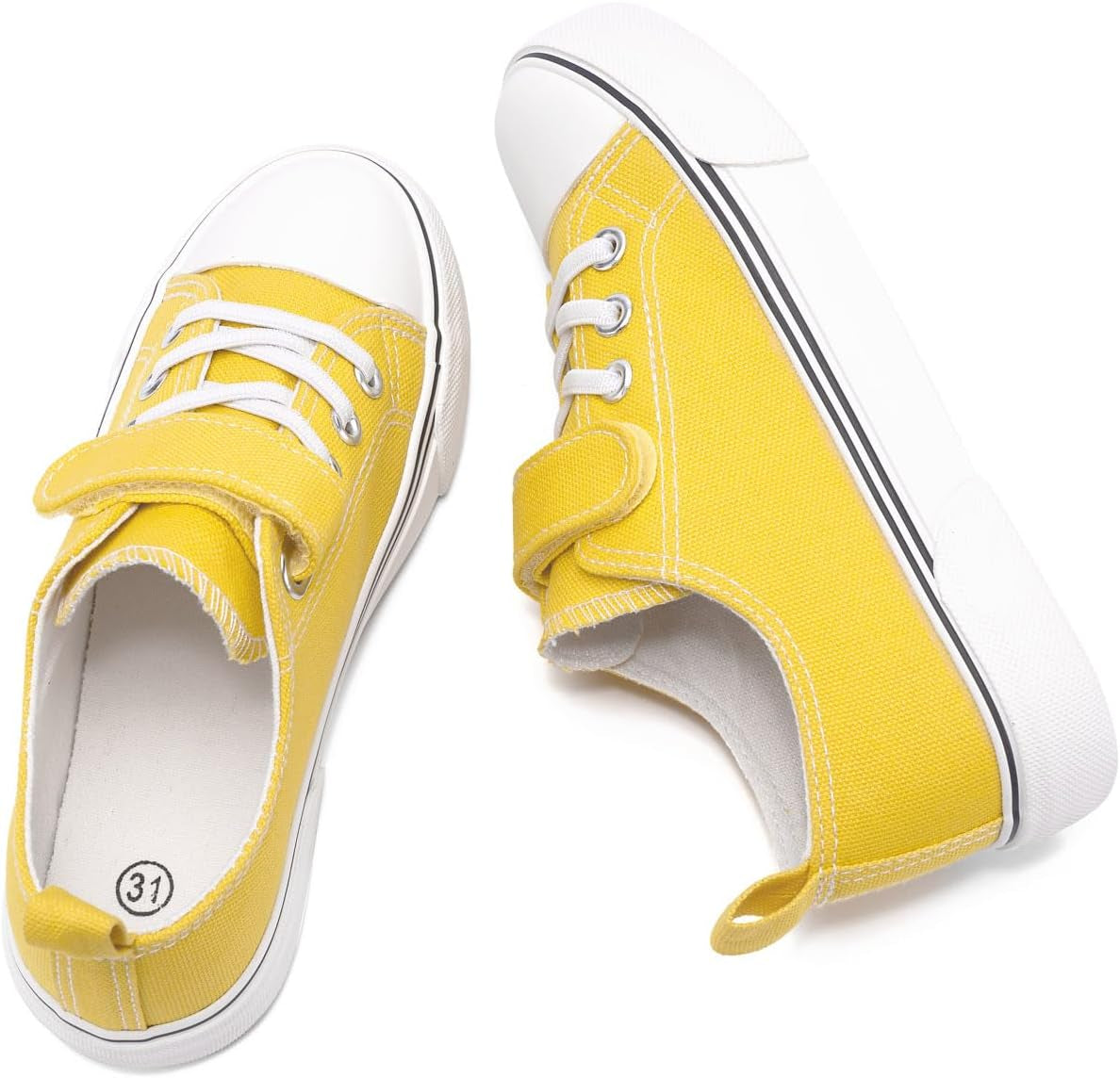 Toddler Boys and Girls Sneakers Low Top Adjustable Strap Canvas Shoes for Kids