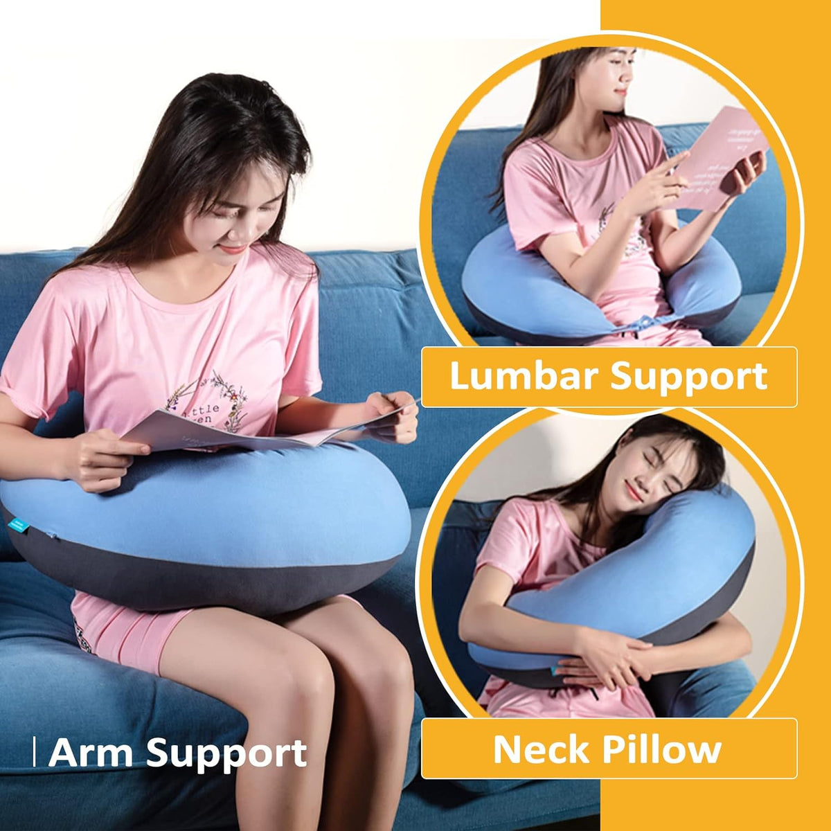 39" C Shaped Body Pillow for Side Sleeping Adults Men Women, Anxiety Relief Hugging Gaming Pillow, Pregnancy Maternity Leg Knee Support Pillow, Gifts for New Moms, Washable Pillowcase(L)