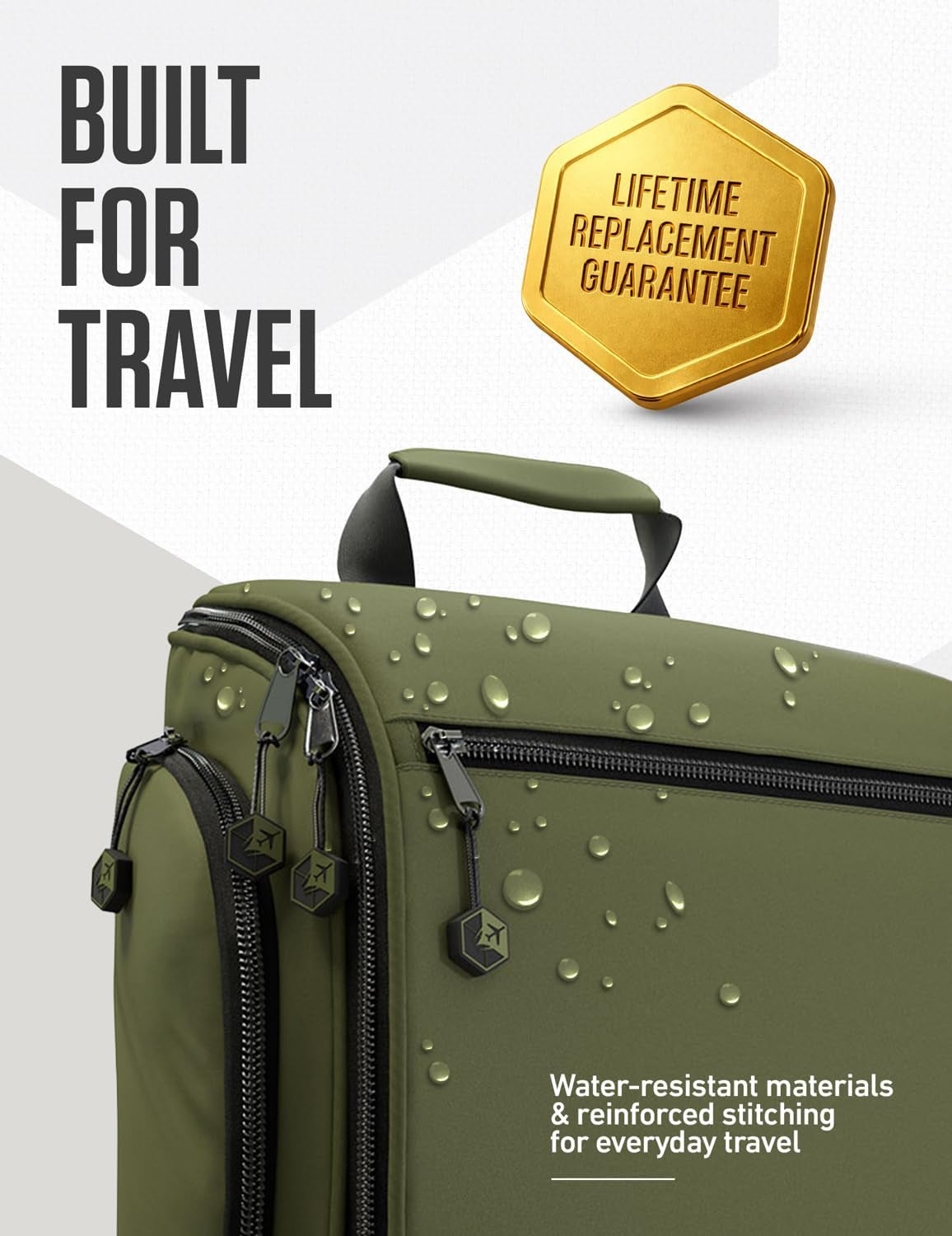 Hanging Travel Toiletry Bag, 18 Compartments - Forest Green